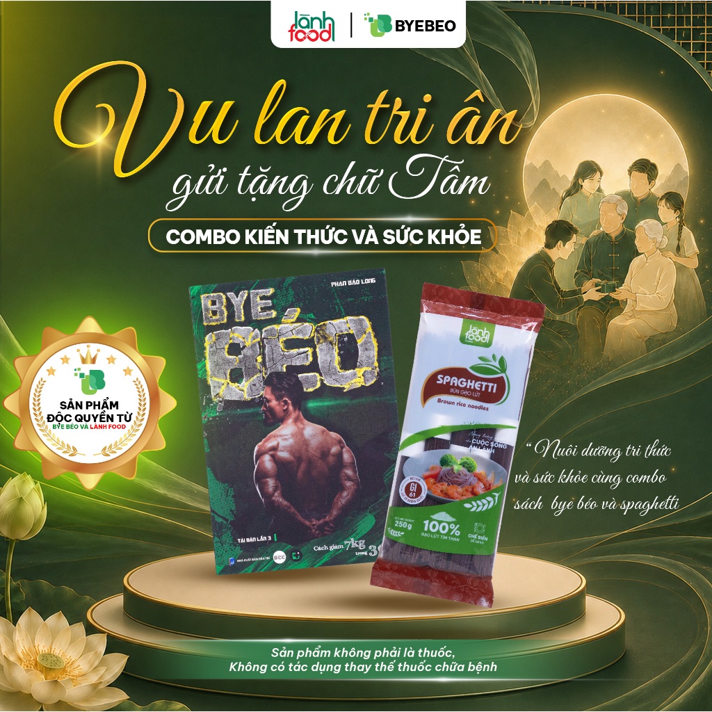 Combo Bún Gạo Lứt Spaghetti Lành Food + Sách Bye Béo Hỗ Trợ Kiến Thức Và Dinh Dưỡng Cải Thiện Sức Kh