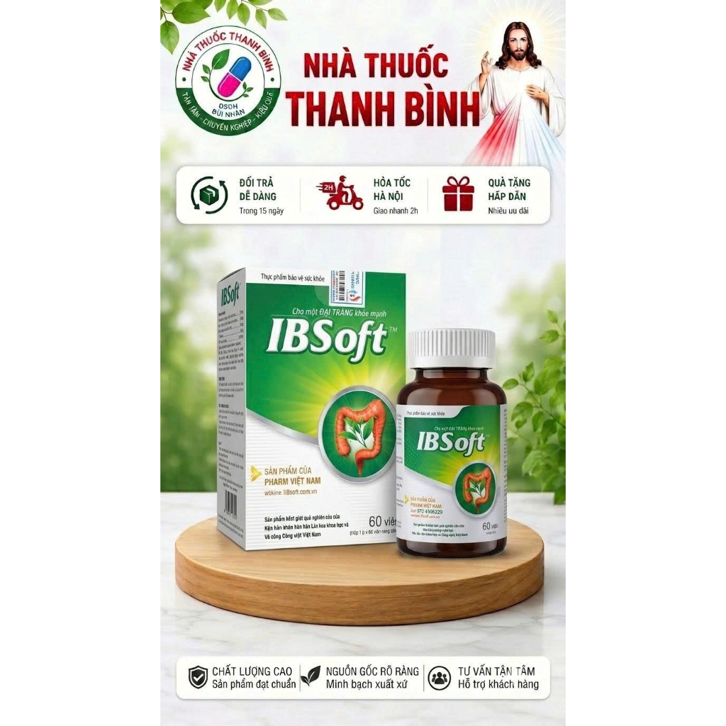 IBSOFT-HỘP LỌ 60 VIÊN-VỚI CÔNG NGHỆ HƯỚNG ĐÍCH-HỖ TRỢ ĐIỀU TRỊ CÁC TRIỆU CHỨNG VIÊM ĐẠI TRÀNG
