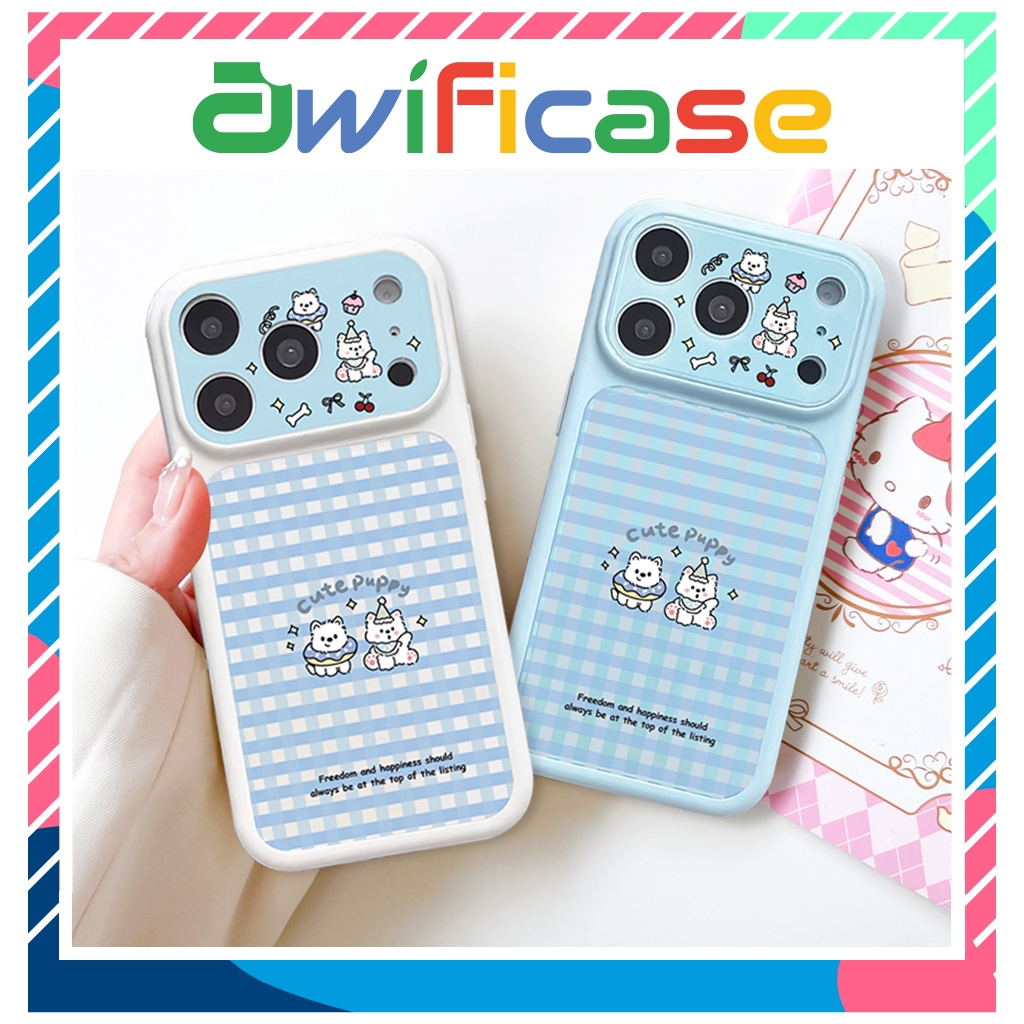 Ốp lưng iphone kiểu dáng khung camera lớn Cute Puppy Caro 11/12/13/14/15/16/17/18/pro/plus/promax - 