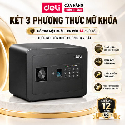 Két Sắt Vân Tay DELI, Két Sắt Điện Tử Thông Minh Chống Cưa Cắt Chống Cháy Két Sắt Đựng Tiền Hồ Sơ An Toàn Bảo Vệ Tài Sản
