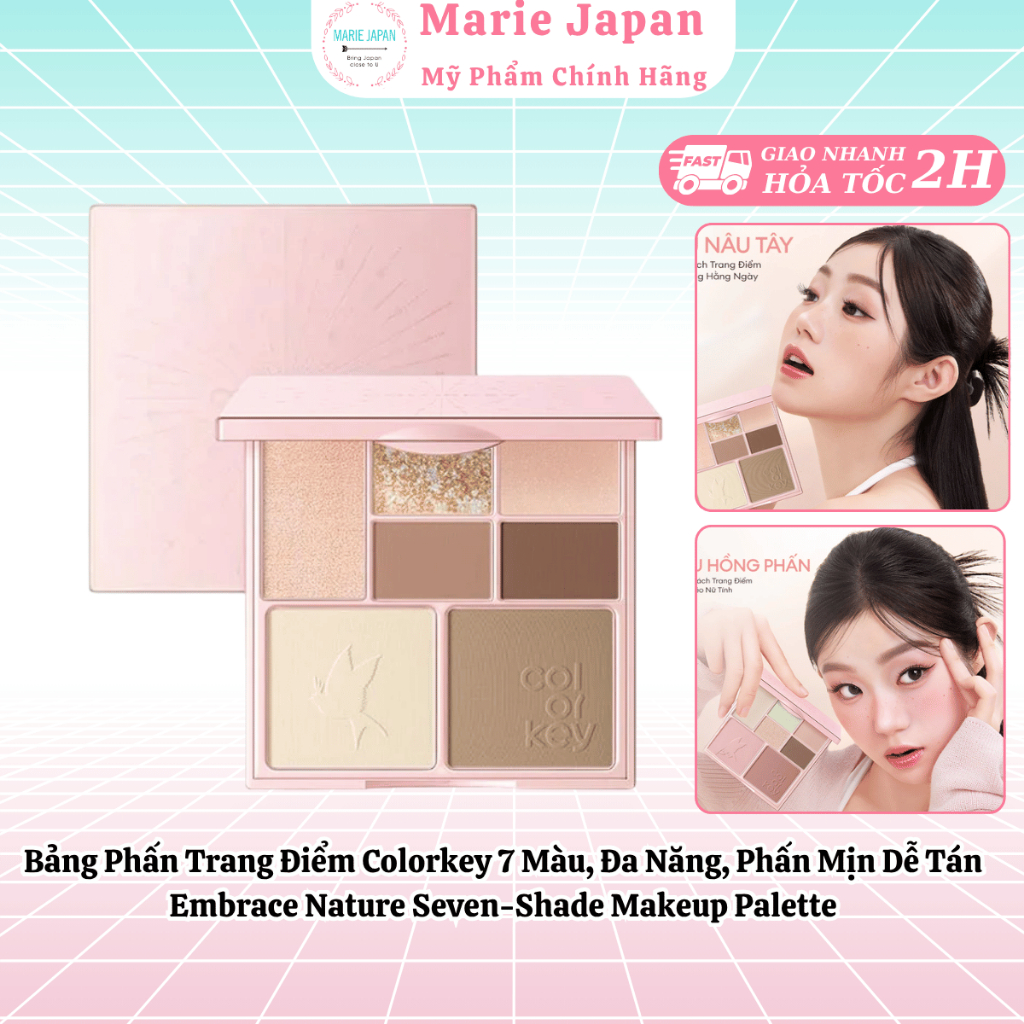 Bảng Phấn Trang Điểm Colorkey 7 Màu, Đa Năng, Phấn Mịn Dễ Tán, Nhỏ Gọn, Embrace Nature Seven-Shade M