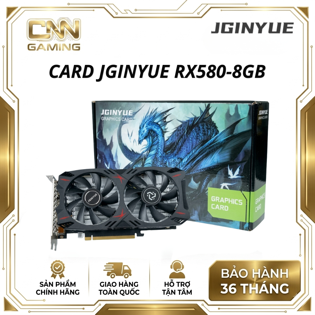 Card màn hình VGA JGINYUE RX 580 - 8GD5, sản phẩm mới 100% - bảo hành 3 năm