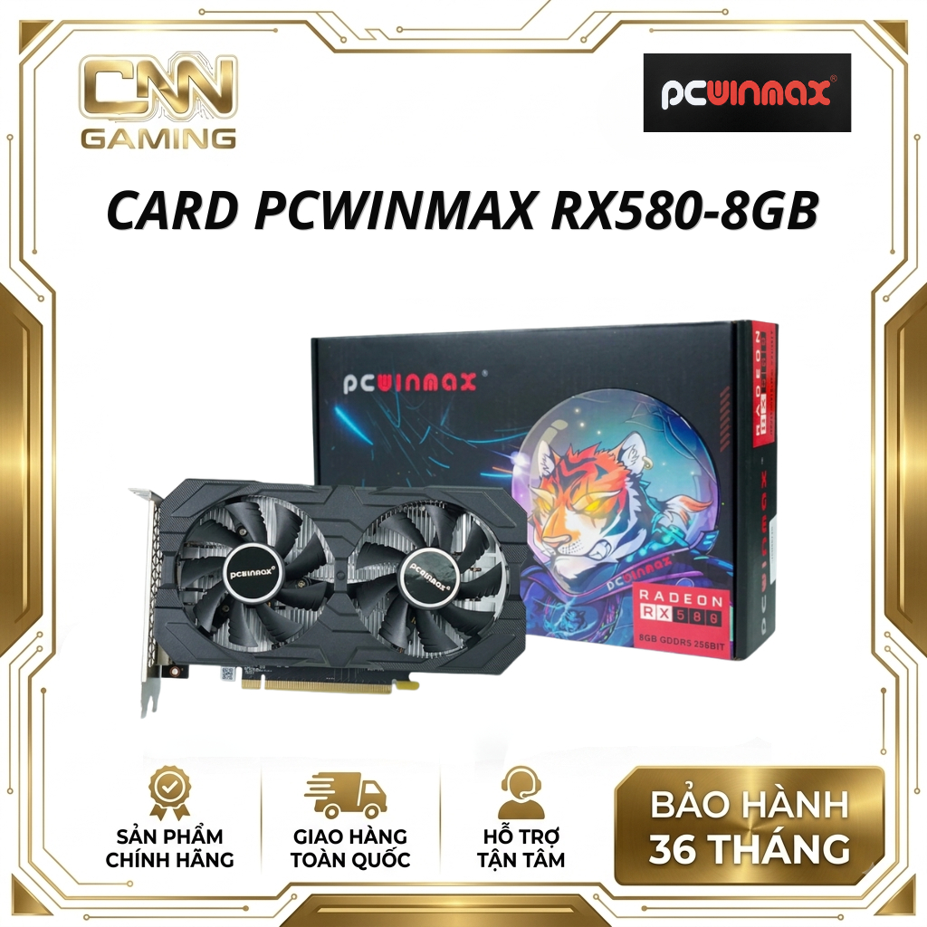 Card màn hình PCWINMAX RX 580 8GB New Full Vat, VGA 8GB GDDR5  Gaming Bảo Hành 36 Tháng