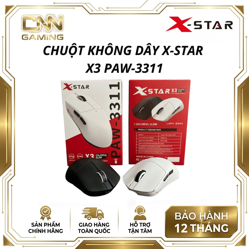Chuột  Buletooth Gamming  XSTAR PAW-3311 3 Chế Độ Thiết Kế Công Thái Học, Chuột XSTAR Chính Hãng