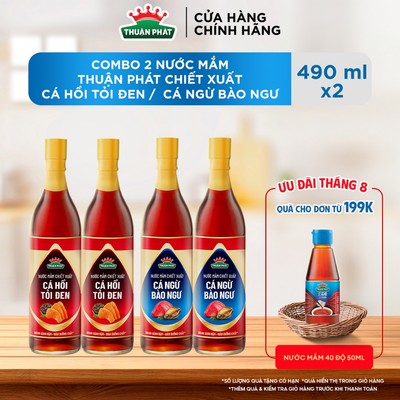 Combo Nước mắm Thuận Phát Cá Hồi Tỏi Đen / Cá Ngừ Bào Ngư 490ml - Chiết xuất từ nguyên liệu hảo hạng