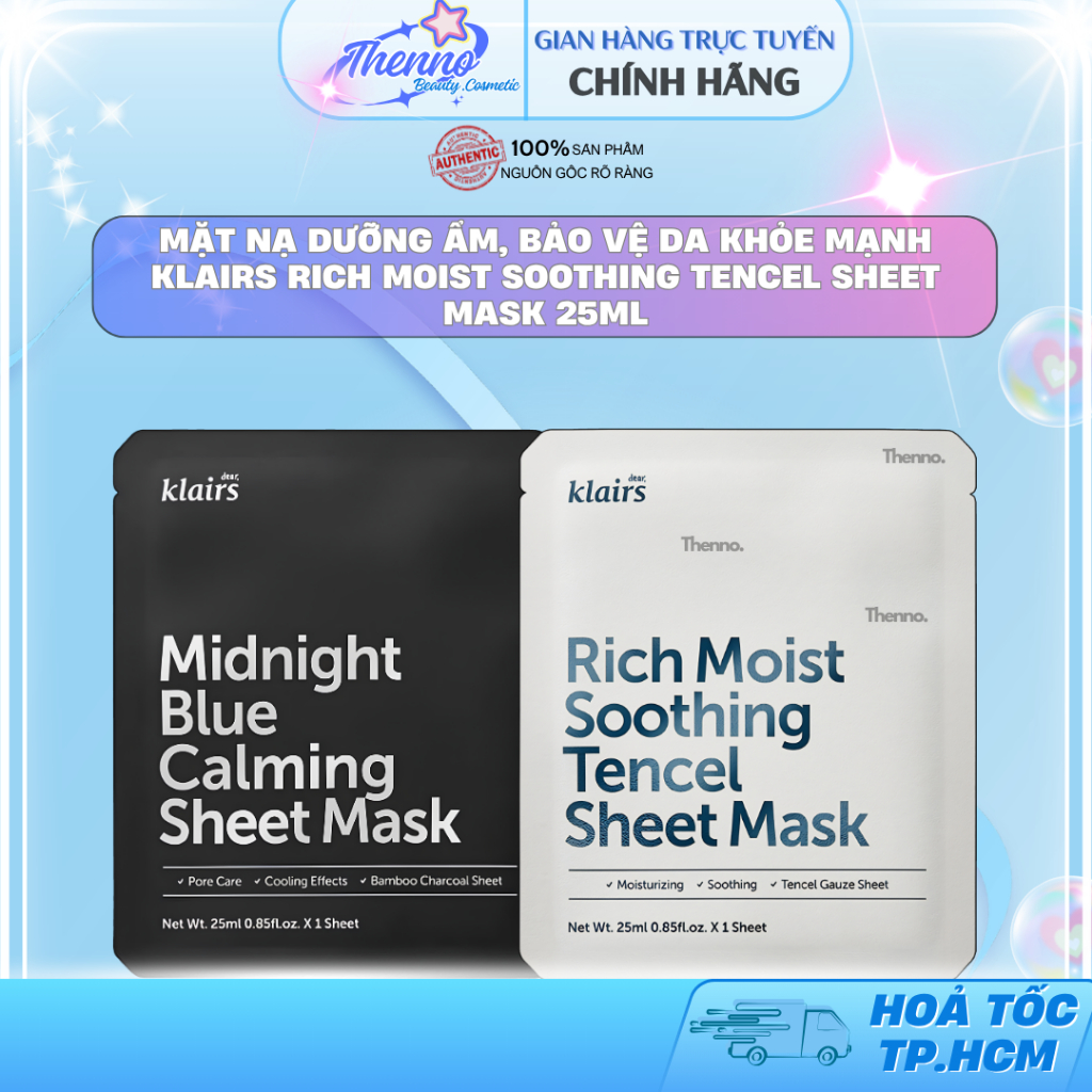 Mặt Nạ Dưỡng Ẩm, Bảo Vệ Da Khỏe Mạnh Klairs Rich Moist Soothing Tencel Sheet Mask 25ml Hàn Quốc