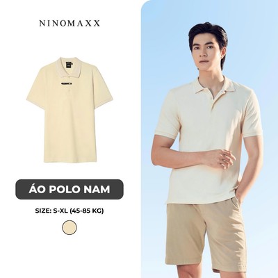 Áo Polo Nam Cao Cấp Ninomaxx Màu Be Form Travel Fit AEROSOFT Thoáng Mát Co Giãn Tốt 2510010