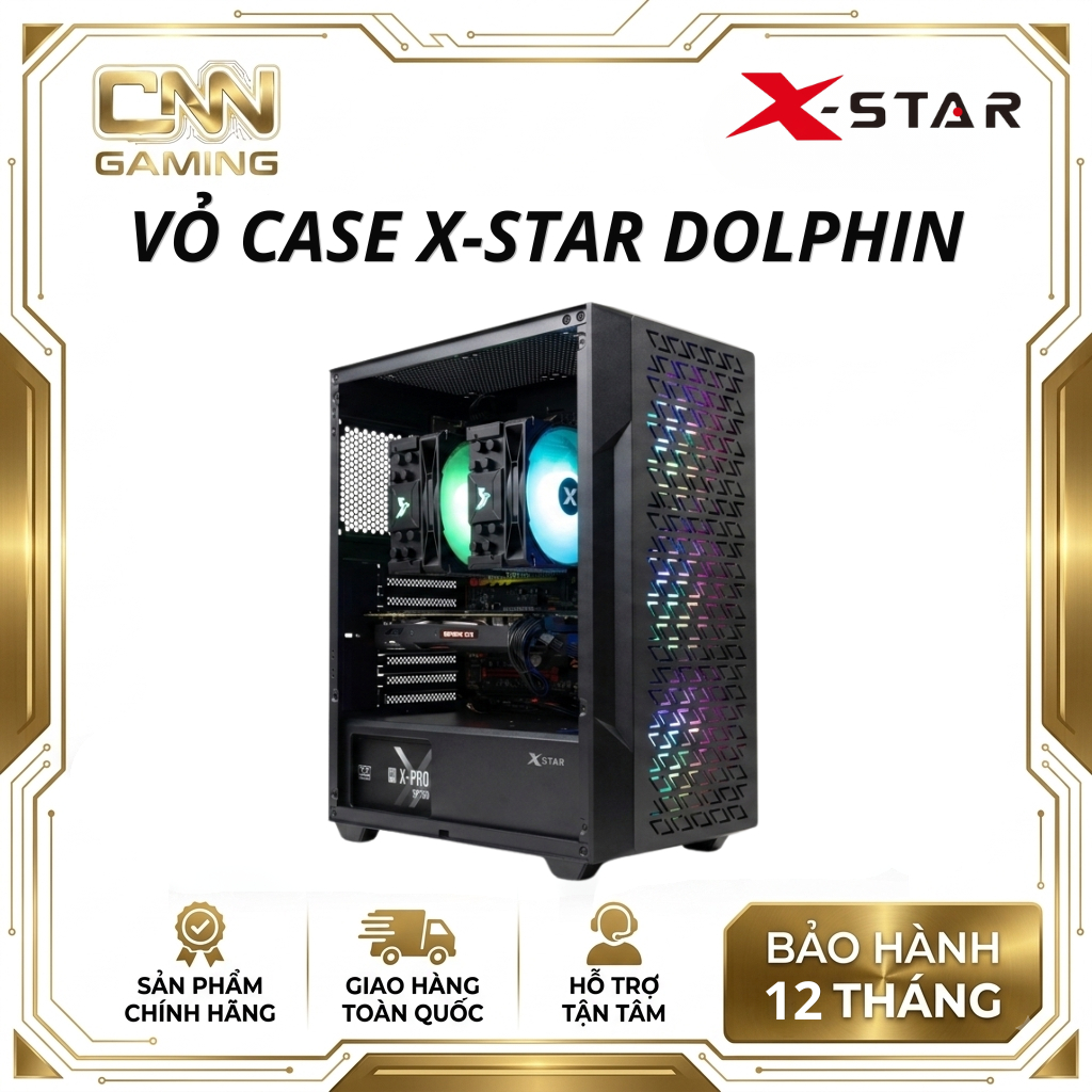 Vỏ Case Tặng Kèm 3 Fan - XSTAR - DOPHIN M-ATX Hàng Chính Hãng Mới 100%