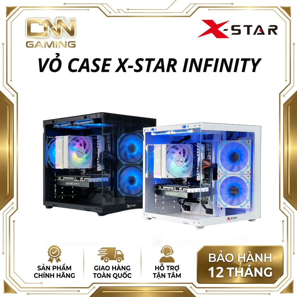 Vỏ Case Bể Cá Trắng Infinity Xstar Chính Hãng, Kính Cường Lực Hỗ Trợ RGB, Case Gaming Đẹp