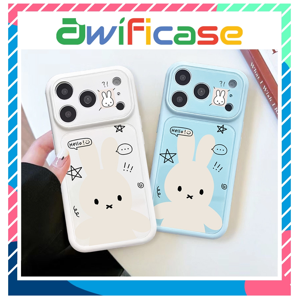 Ốp lưng iphone kiểu dáng khung camera lớn Miffy Hello 11/12/13/14/15/16/17/18/pro/plus/promax - Awif