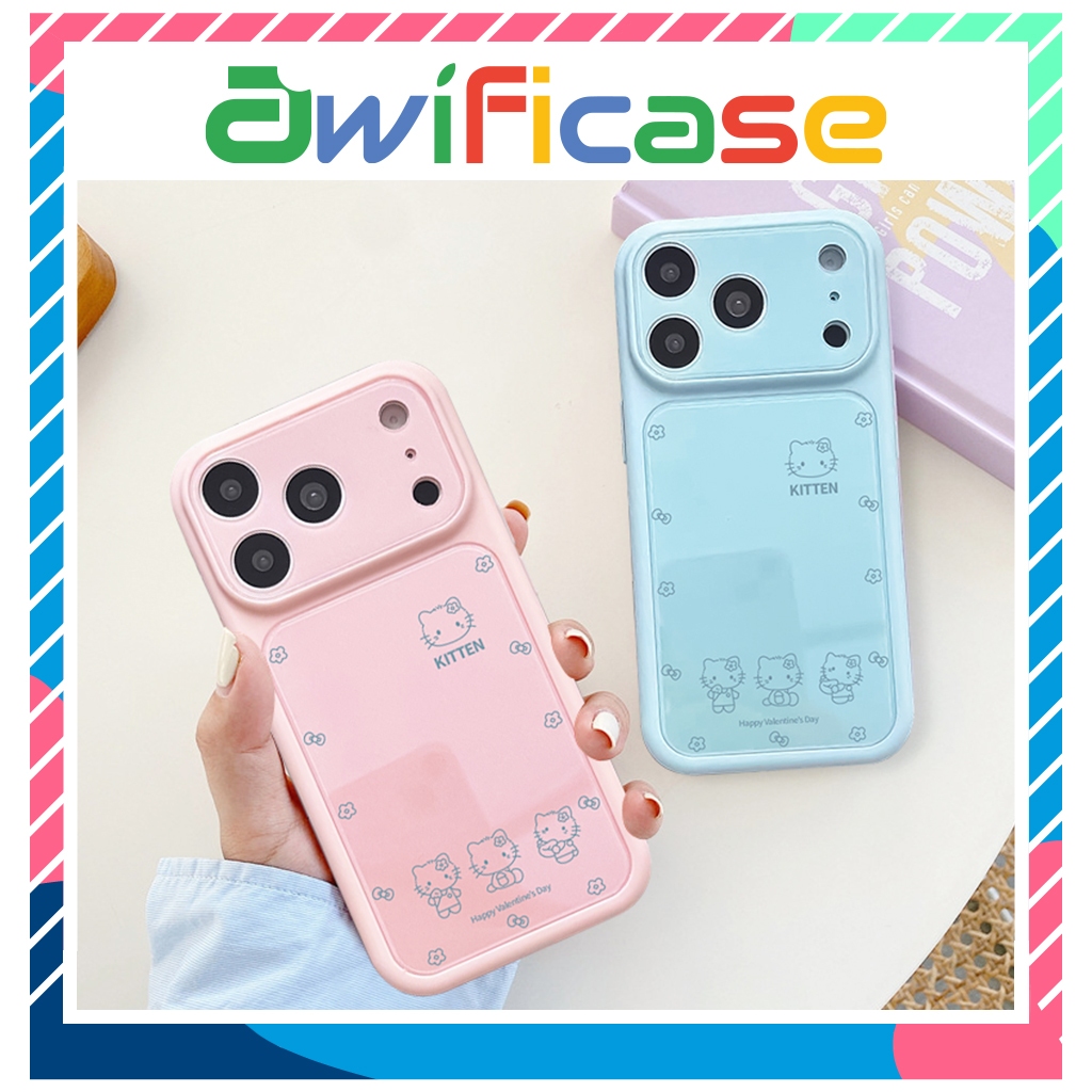 Ốp lưng iphone kiểu dáng khung camera lớn Kitty Kitten 11/12/13/14/15/16/17/18/pro/plus/promax - Awi