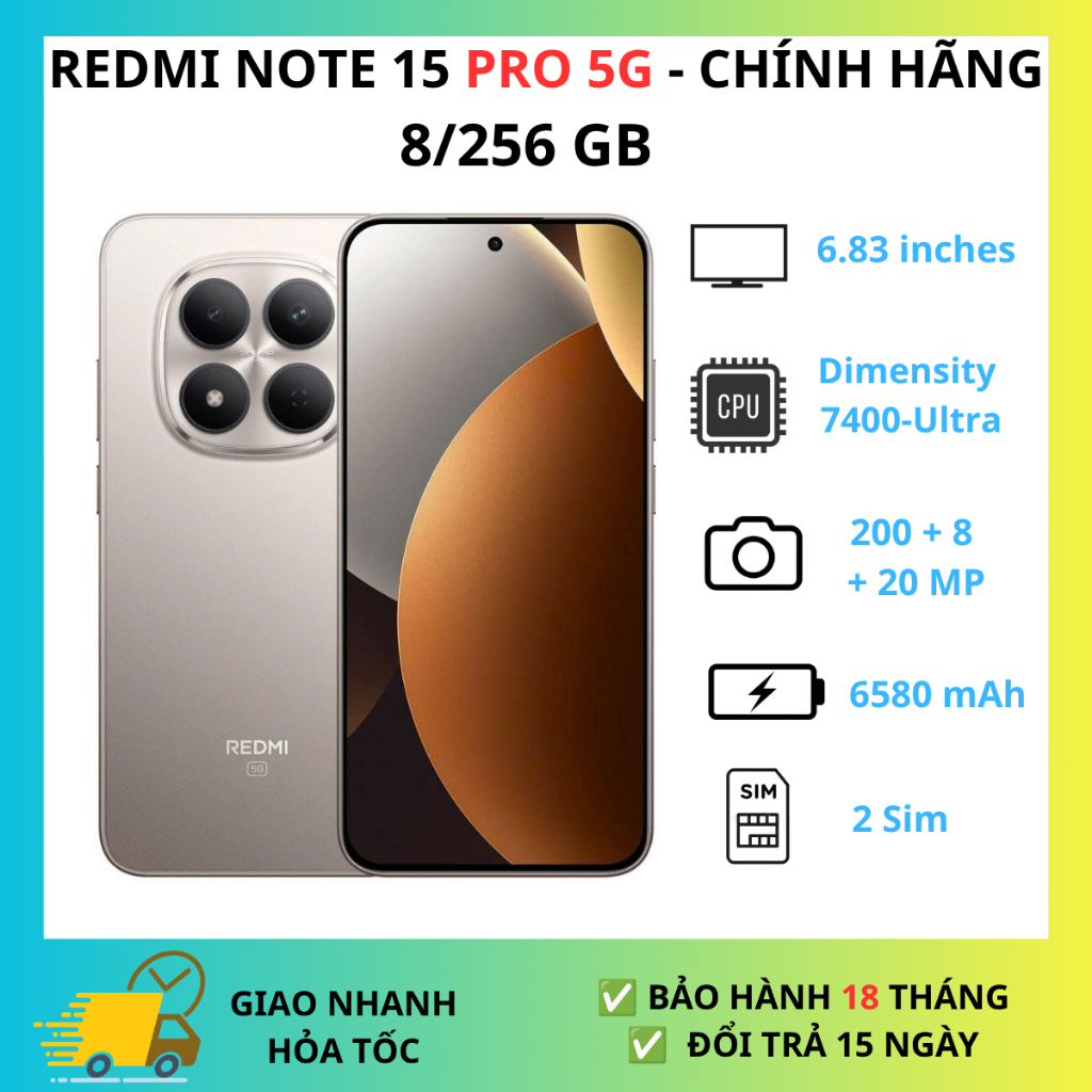Điện Thoại Xiaomi Redmi Note 15 Pro 5G 12/256GB  - 8/256GB Chính Hãng