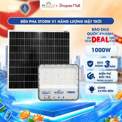 [LIVE KOL] Đèn Pha STORM V1 Chống Chói Năng Lượng Mặt Trời TP SOLAR PRO Công Suất 1000W Chiếu Sáng 350m2 TP.DP21.1000