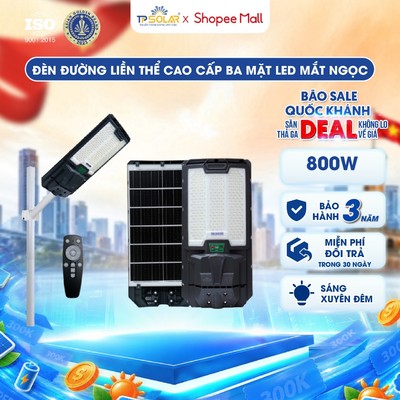 [LIVE KOL] Đèn Đường Năng Lượng Mặt Trời Liền Thể TP SOLAR 800W Chiếu Sáng 350m2 Cảm Biến Chuyển Động TP.LT11.800