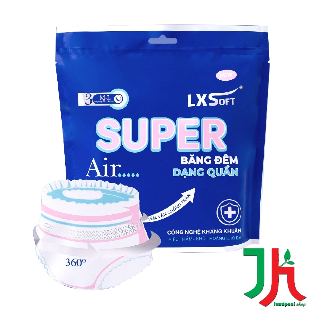 Băng vệ sinh quần LXSoft Super Air Cottony Diaper Pants 3M size M-L lõi siêu thấm thoáng khí| THShop
