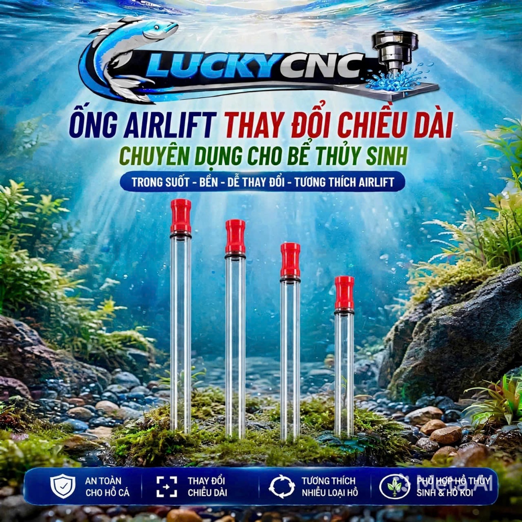 Ống airlift thay đổi được chiều dài từ 15-30cm