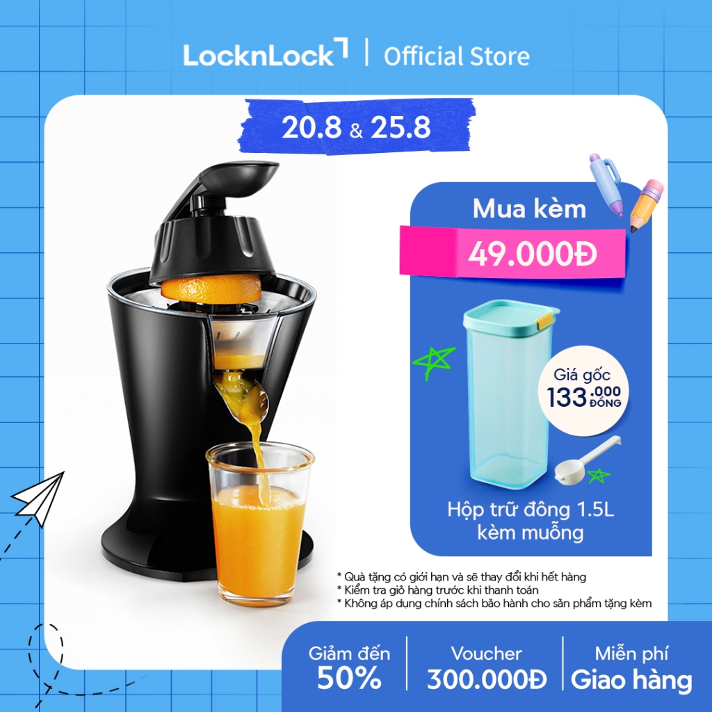 Máy vắt cam Lock&Lock Handle Citrus Juicer - Màu đen - EJJ256BLK