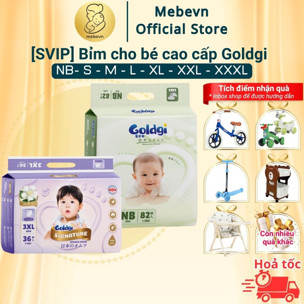 [FBS] Bỉm Goldgi Eco/Signature, bỉm goldgi cho bé cao cấp siêu thấm hút, khô thoáng đủ size dán/quần