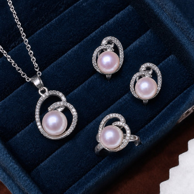 Bộ Trang Sức Bạc 925 Đính Ngọc Trai 10ly Sang Trọng, Tinh Tế - Ngọc Trai Trường Thịnh