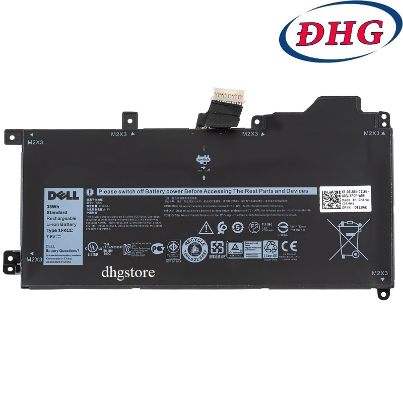 Pin laptop Dell Latitude 7200 7210 2-IN-1 KWWW4 D9J00 9NTKM 1FKCC 38Wh