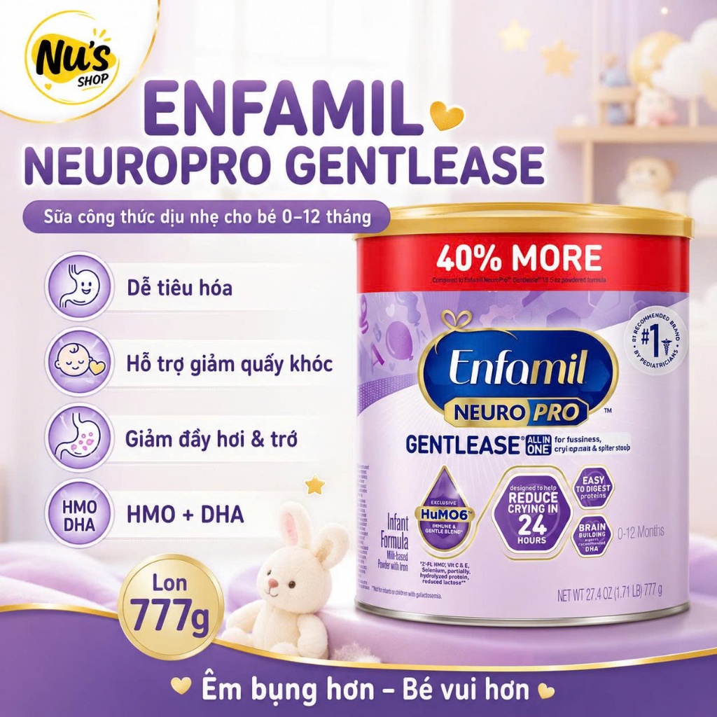 💜 ENFAMIL NEUROPRO GENTLEASE 777G – CÔNG THỨC DỊU NHẸ CHO BÉ 0–12 THÁNG 👶🍼