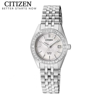 Đồng Hồ Nữ Citizen Pin-Quartz Đính Đá Swarovski Dây Thép Không Gỉ EU6060-55D - Mặt Xà Cừ (26mm)