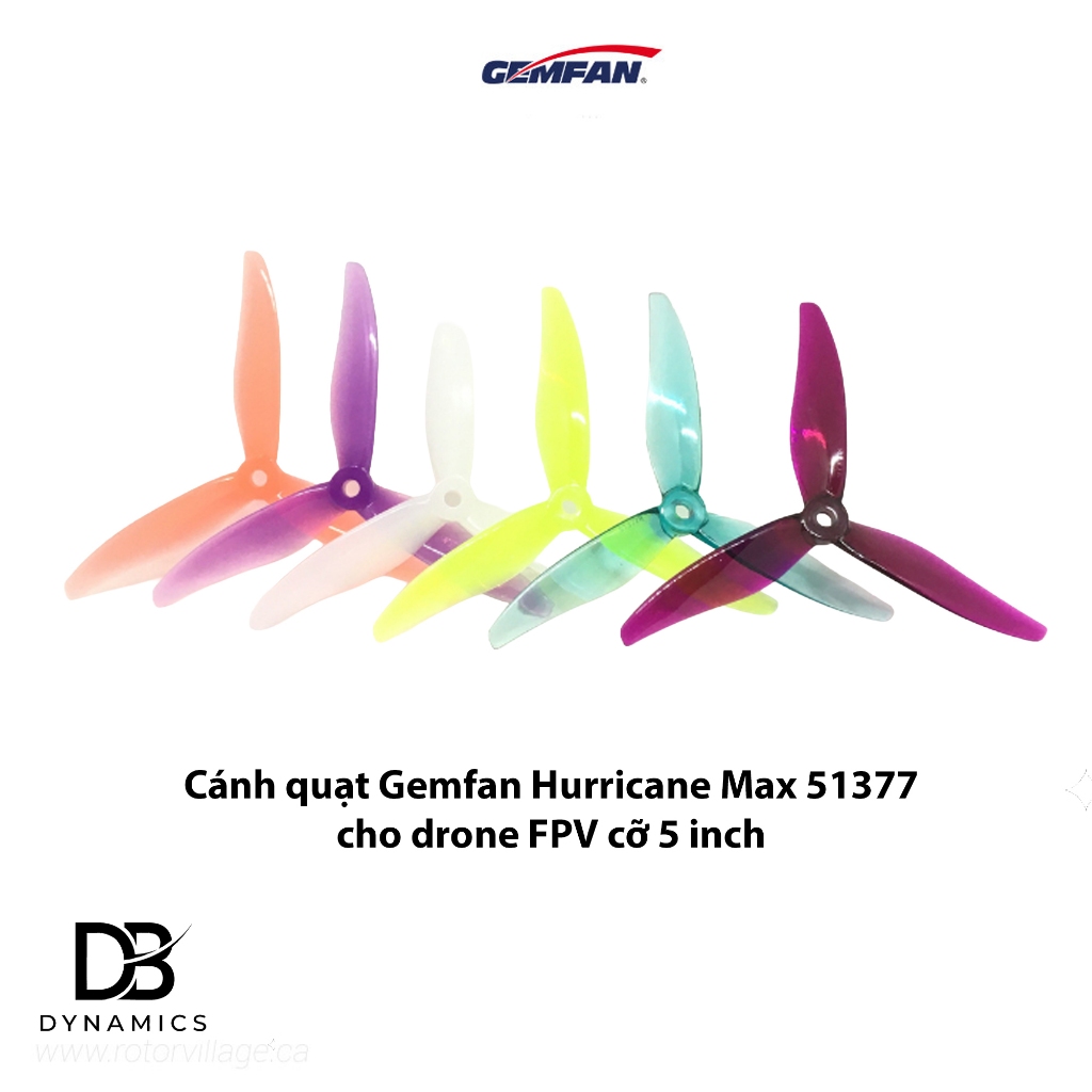 Gemfan Hurricane Max 51377 - Bộ cánh quạt cho quadcopter, drone fpv kích thước 5 inch