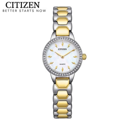Đồng Hồ Nữ Citizen Pin-Quartz Đính Đá Swarovski Dây Thép Không Gỉ EZ7014-55D - Mặt Xà Cừ (24mm)