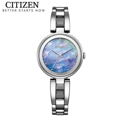 Đồng Hồ Nữ Citizen Eco-Drive Đính Đá Swarovski Dây Thép Không Gỉ EM0801-85N - Mặt Xà Cừ (28mm)
