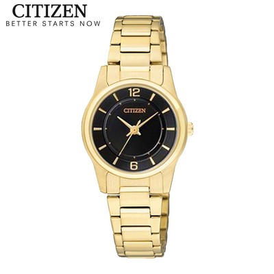 Đồng Hồ Nữ Citizen Pin-Quartz Dây Thép Không Gỉ ER0182-59E - Mặt Đen (26.6mm)
