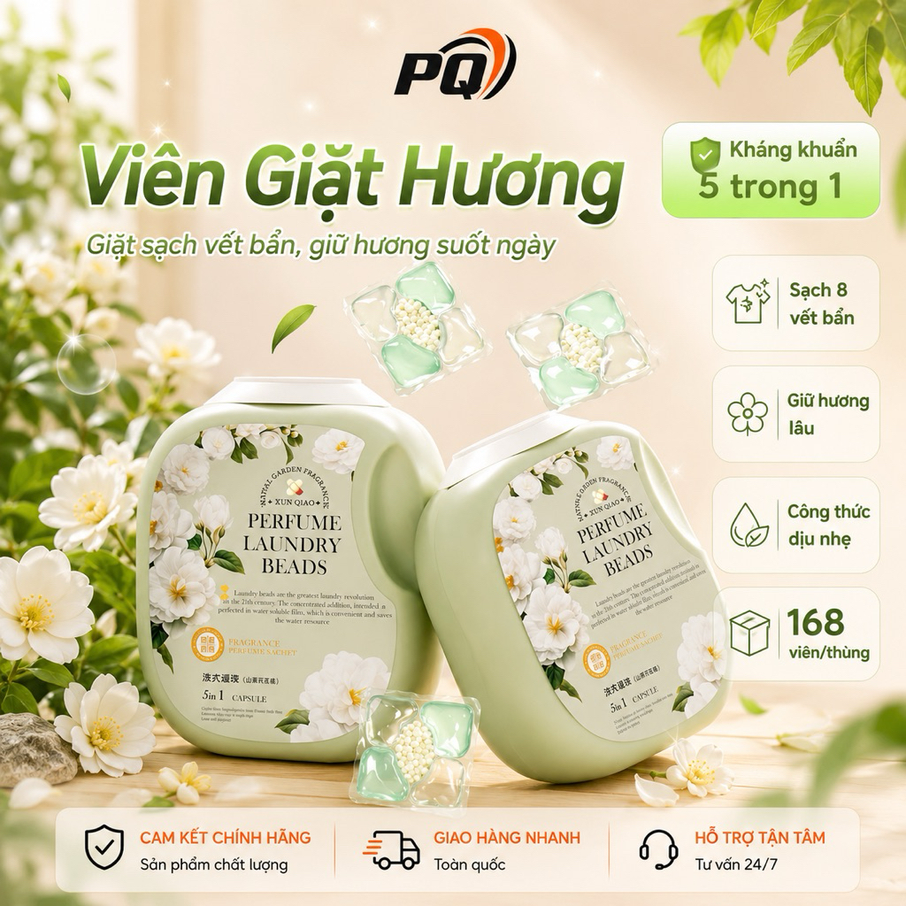 Combo 168 viên giặt Perfume hương hoa trà sơn 5in1 làm sạch sâu lưu hương giữ mùi