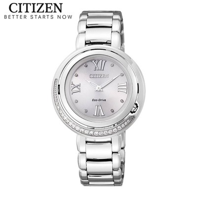 Đồng Hồ Nữ Citizen Eco-Drive Đính Kim Cương Dây Thép Không Gỉ EX1120-53X - Mặt Hồng Nhạt (Sapphire)
