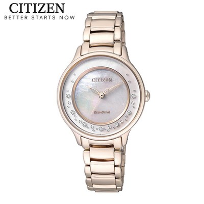 Đồng Hồ Nữ Citizen Eco-Drive Đính Kim Cương Dây Thép Không Gỉ EM0382-51D - Mặt Xà Cừ (Sapphire)