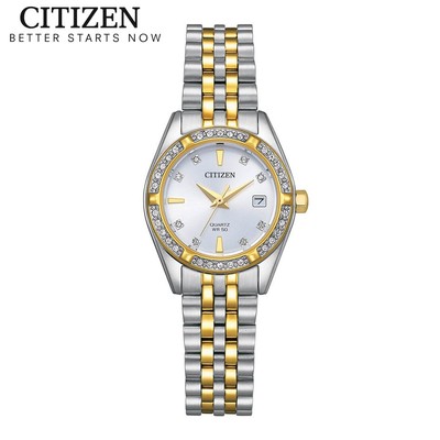 Đồng Hồ Nữ Citizen Pin-Quartz Đính Đá Swarovski Dây Thép Không Gỉ EU6066-59A - Mặt Trắng (26mm)