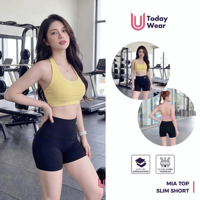Bộ tập gym yoga nữ áo bra Mia Top mix quần Slim Short Today U Wear thấm hút mồ hôi