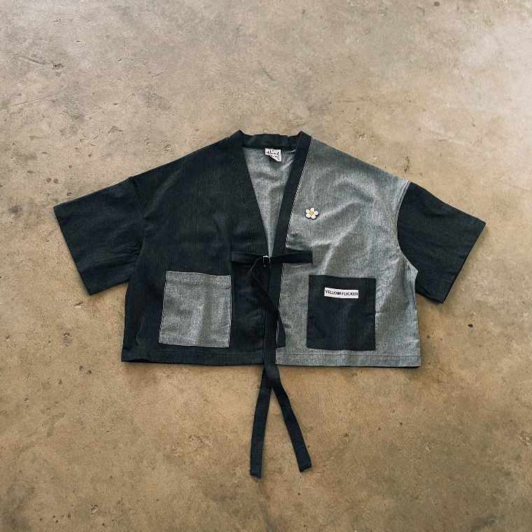 Áo kimono YELLOW FLICKER logo hoa form boxy