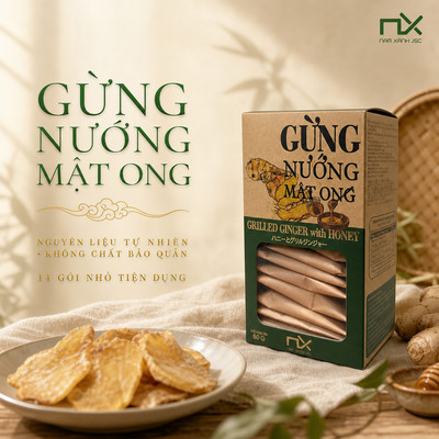 Hộp Gừng Nướng Ăn Vặt Nam Xanh, Giữ Ấm Cơ Thể, Khử Hôi Miệng, Ăn Vặt Healthy, Không Chất Bảo Quản