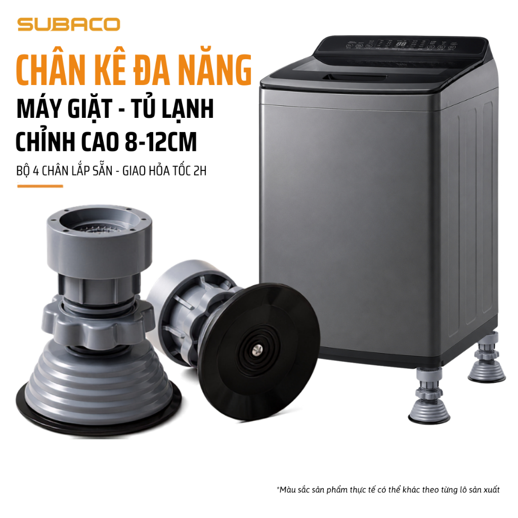 Chân Kê Máy Giặt Tủ Lạnh COMCOM – Bộ 4 Chân, Chọn Cao 4cm/6,5cm/8-12cm, Tải Tối Đa Đến 200kg, Hợp Mọi Hãng Máy