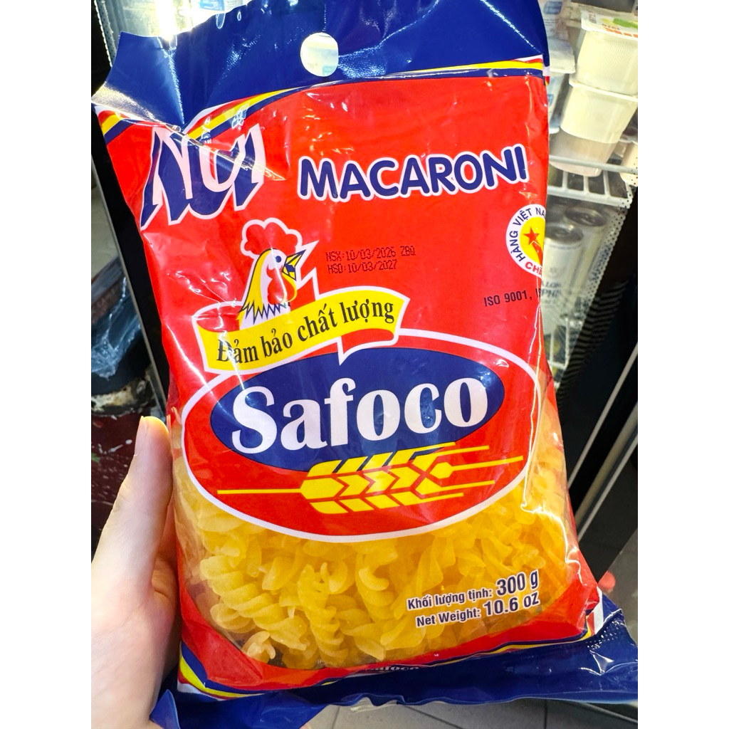 Nui Macaroni Safoco 300g – Nui Ống Xoắn Ăn Liền Chế Biến Món Xào, Món Nước, Nui Bò