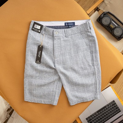 Quần short linen Linzo Premium Be vải mềm mịn thoáng mát, form regular fit - Bravery
