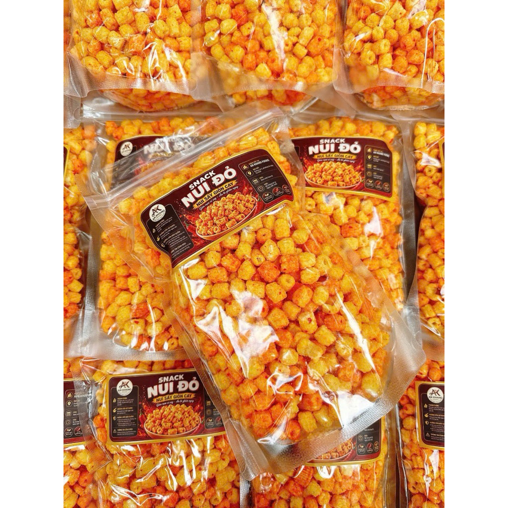 Snack Nui Đỏ - Nui Sấy Giòn Cay Túi 500g
