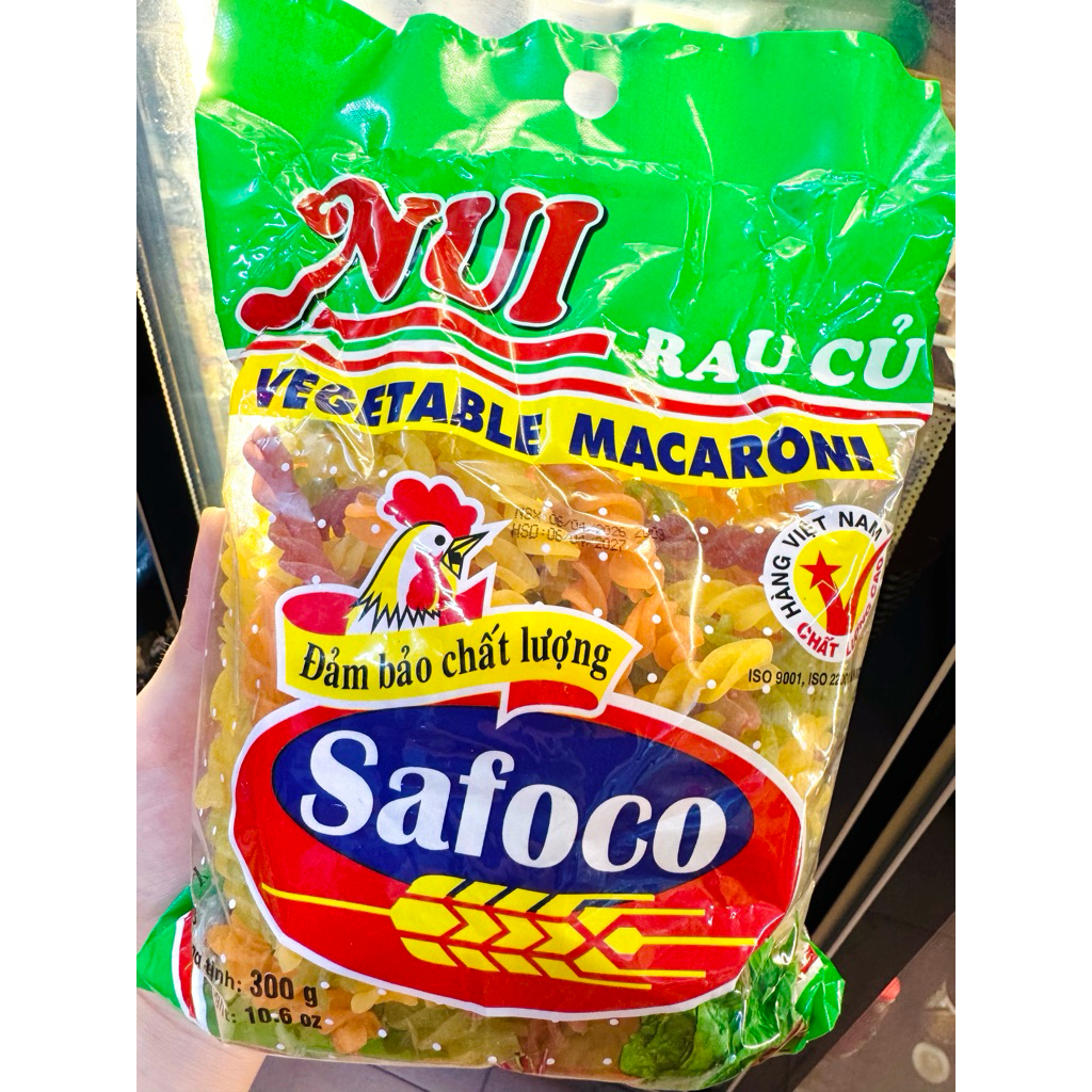 Mì Nui Rau Củ Safoco 300g – Nui Macaroni Nhiều Màu, Dùng Nấu Súp, Xào, Salad