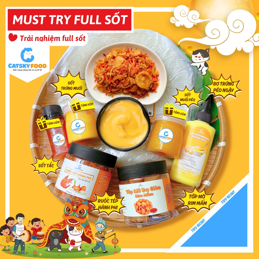 Combo bánh tráng phơi sương sốt muối béo CATSKY FOOD