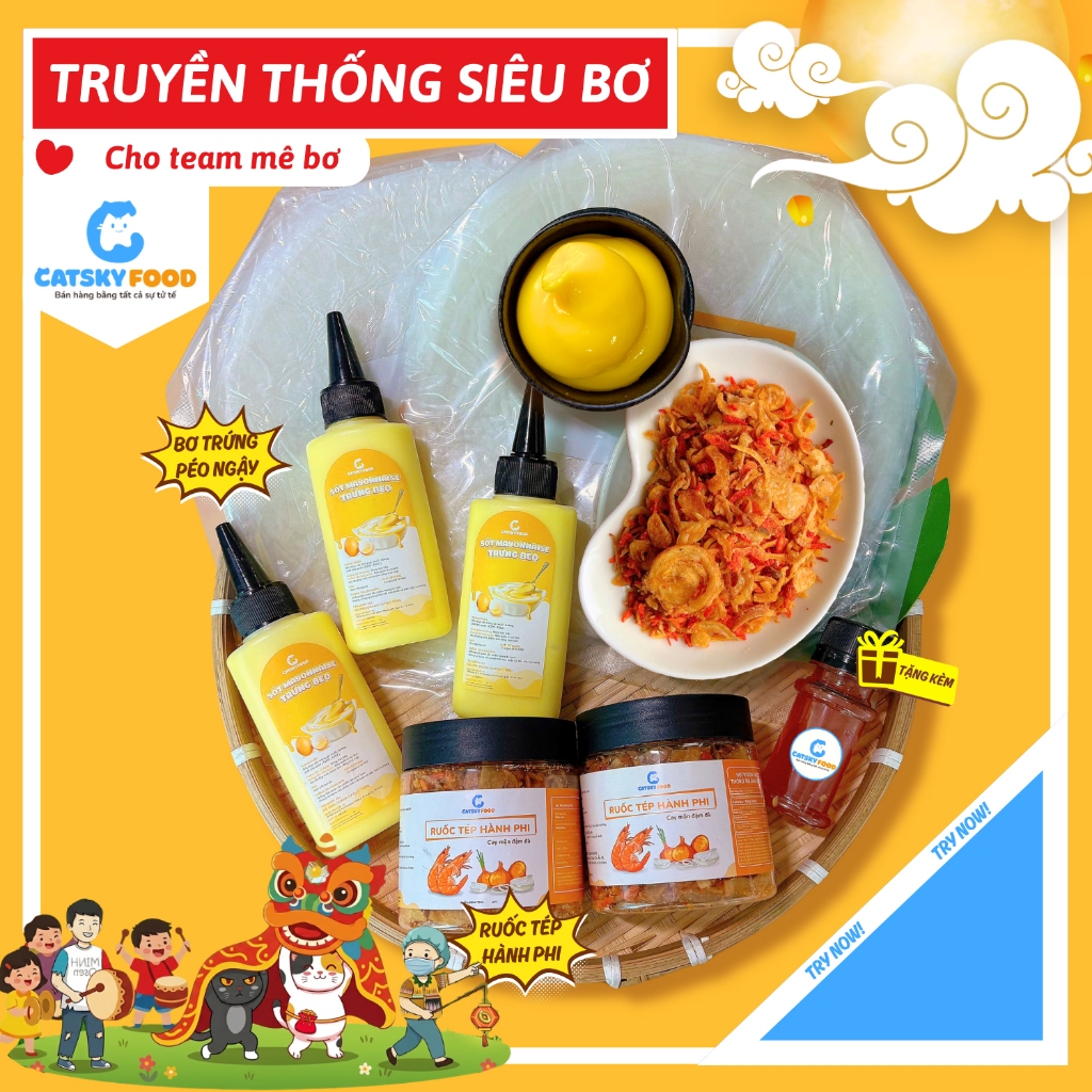 Combo Siêu Bơ - Bánh tráng phơi sương CATSKY FOOD combo bánh tráng sốt muối béo đồ ăn vặt tiện lợi