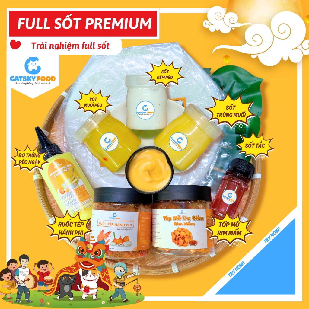 Full Sốt Premium - Bánh tráng phơi sương Catsky Food combo đồ ăn vặt nhiều sốt thơm béo ngậy