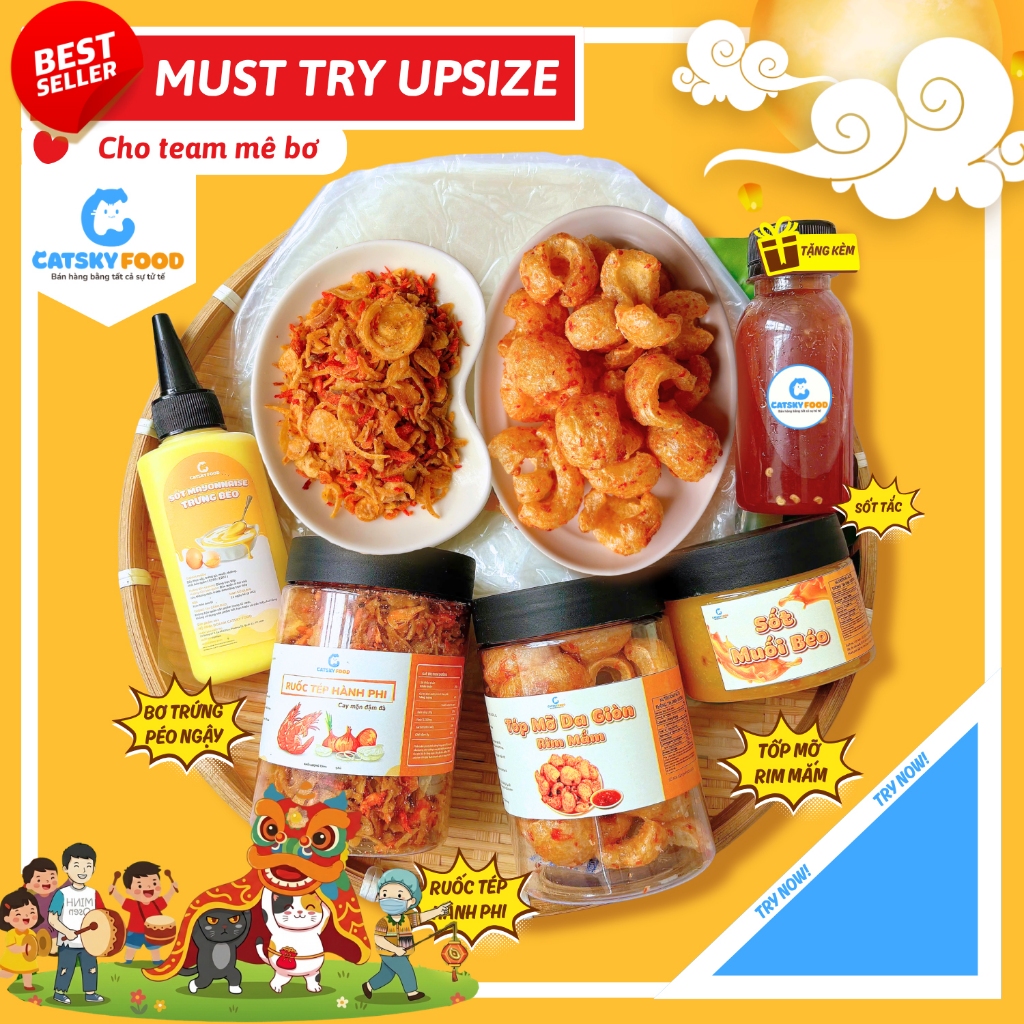 Must Try Upsize - Bánh tráng phơi sương Catsky Food đồ ăn vặt