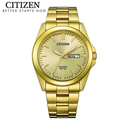 Đồng Hồ Nam Citizen Pin-Quartz Dây Thép Không Gỉ BF0583-59P - Mặt Vàng (39.4mm)