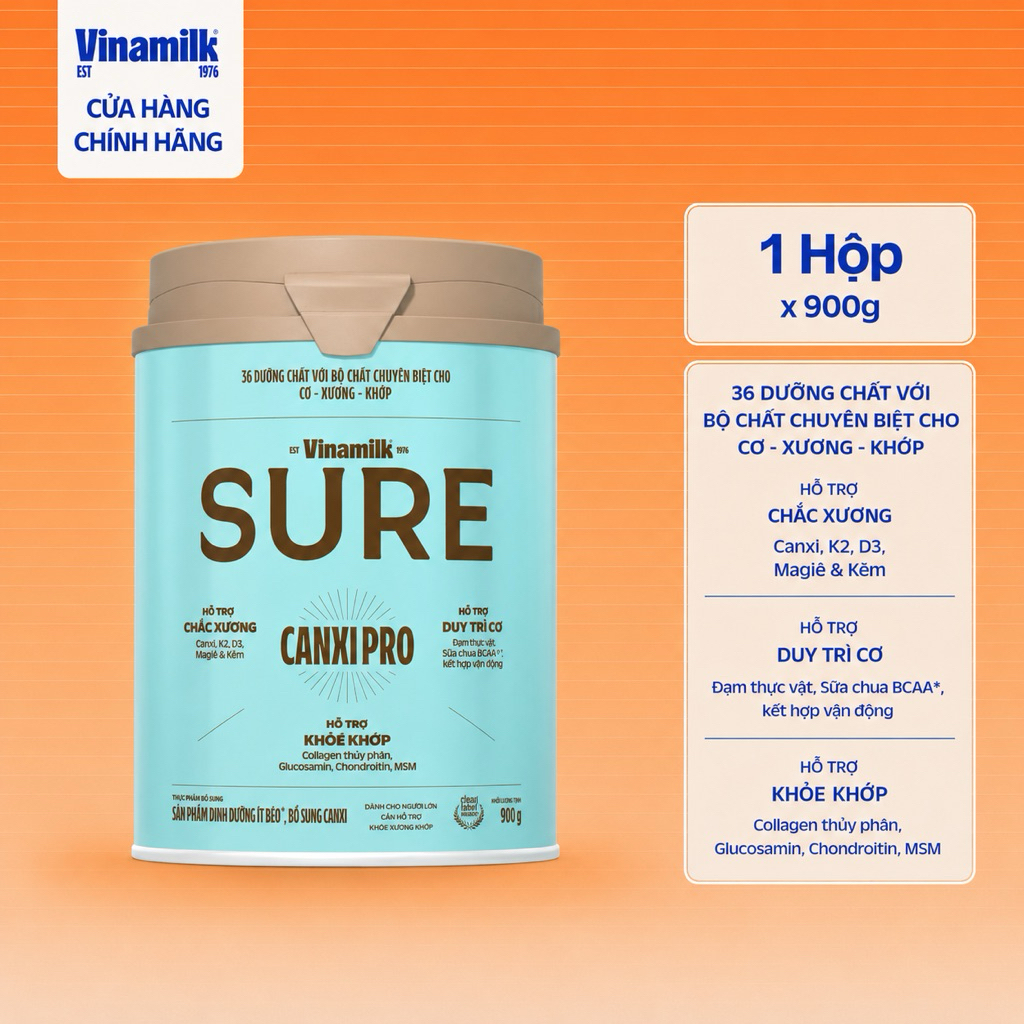 [Chính Hãng] Sữa Bột Vinamilk Sure Canxi Pro Lon 900g