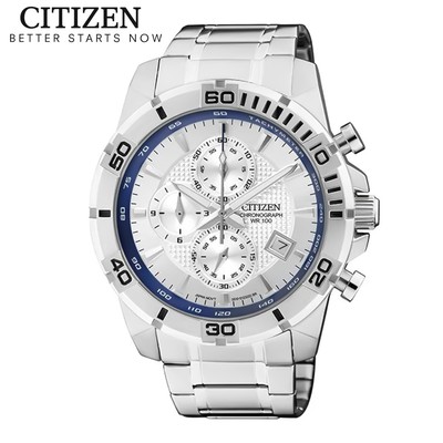 Đồng Hồ Nam Citizen Pin-Quartz Dây Thép Không Gỉ AN3490-55A - Mặt Trắng (43mm)