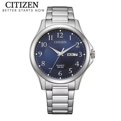 Đồng Hồ Nam Citizen Pin-Quartz Dây Thép Không Gỉ BF2021-82L - Mặt Xanh (41mm)